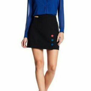Anne Klein A-Line Contrast Button Woven Miniskirt